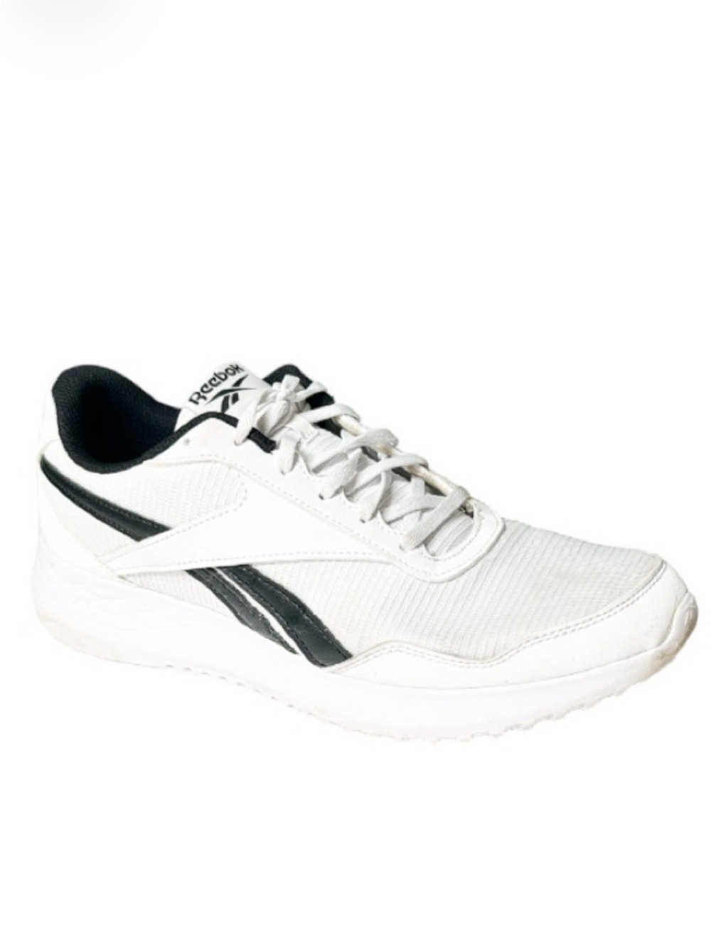 Reebok men’s white ortholite black trim lace up athletic sneakers size 10